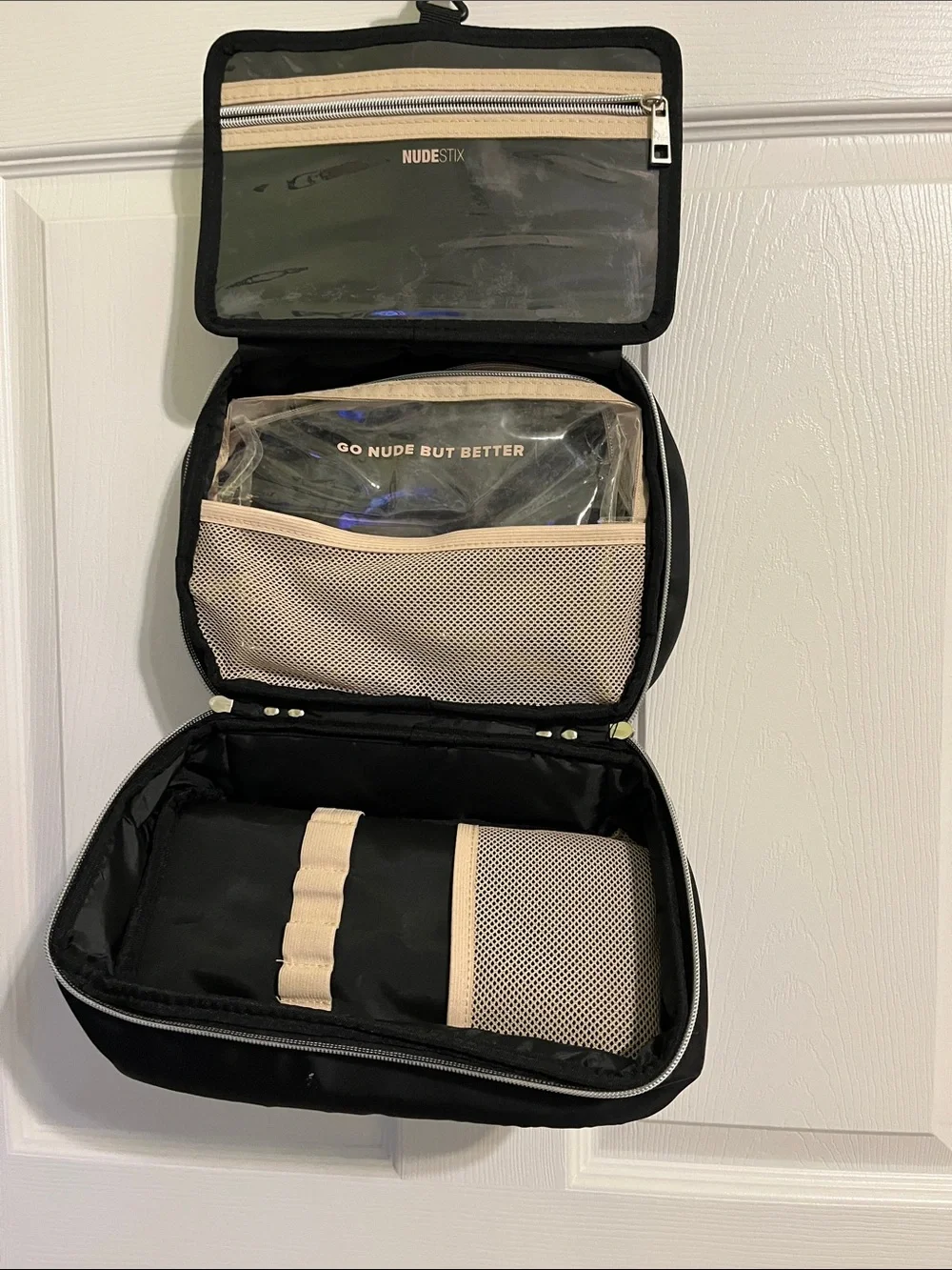 NUDESTIX Black and Beige Foldable Makeup Organizer Case